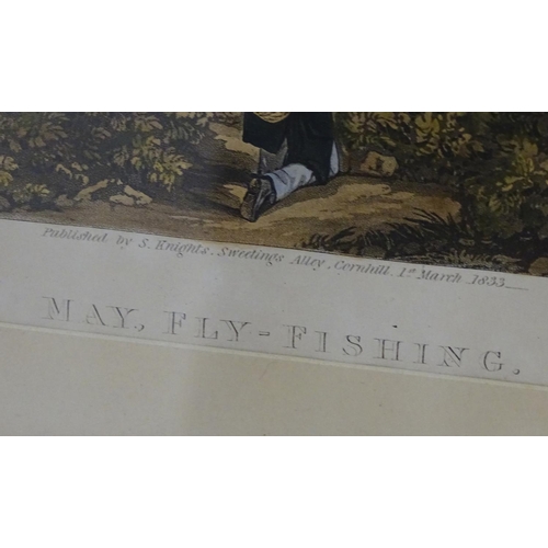215A - H. Pyall (1795-1833), After G. Jones, Hand coloured aquatints, May, Fly Fishing, and Evening October... 