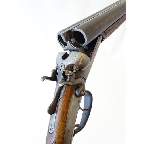577 - Shotgun: a Belgian 12 bore back action toplever side by side hammergun, beech semi-pistolgrip stock ... 
