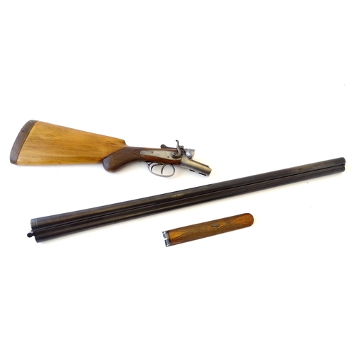 577 - Shotgun: a Belgian 12 bore back action toplever side by side hammergun, beech semi-pistolgrip stock ... 