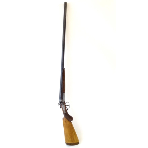 577 - Shotgun: a Belgian 12 bore back action toplever side by side hammergun, beech semi-pistolgrip stock ... 