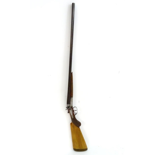 577 - Shotgun: a Belgian 12 bore back action toplever side by side hammergun, beech semi-pistolgrip stock ... 