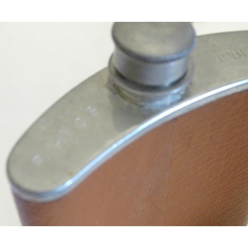 282 - 3 assorted hip flask including one of book form. The tallest approx 5 3/4