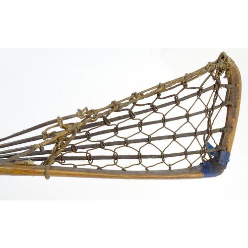 86 - A Hattersley & Son wooden lacrosse stick / crosse, marked with maker and model Viktoria No. 1 to sid... 