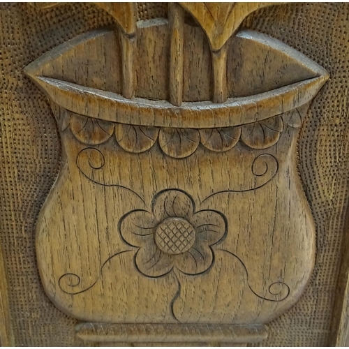 1032 - A 19thC Chinese hardwood table cabinet, with carved foliate and floral decoration, the lid with depi... 