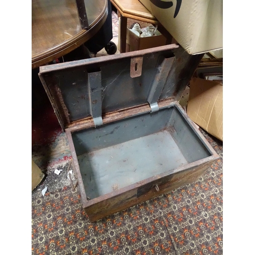 183 - A metal trunk. Approx. 27