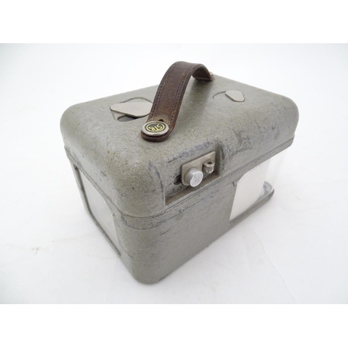 193 - Pigeon Racing : a STB Master Timer Pigeon Racing Clock with aluminium case and leather carry strap.
