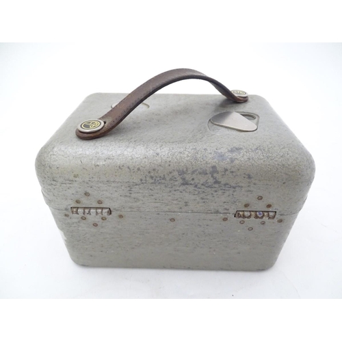 193 - Pigeon Racing : a STB Master Timer Pigeon Racing Clock with aluminium case and leather carry strap.