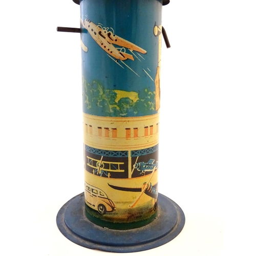 205 - Toys: An early 20thC tin plate Tower Aeroplane / airplane by Louis Marx & Co. Approx. 8 1/2
