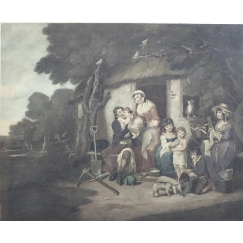 223 - W. Nutter, after W. R. Bigg, A pair of circa 1795 hand coloured engravings, 'Saturday Evening, the h... 