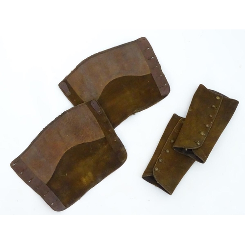 226 - Two pairs of suede and leather gaiters with button fastenings. Approx. 11 ¼'' x 14'' (4)