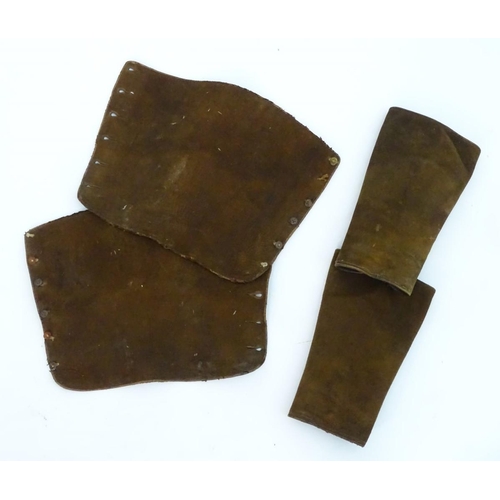 226 - Two pairs of suede and leather gaiters with button fastenings. Approx. 11 ¼'' x 14'' (4)