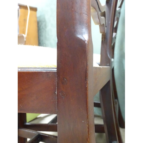 27 - Two 19thC mahogany ladder back chairs. Approx. 36 1/2