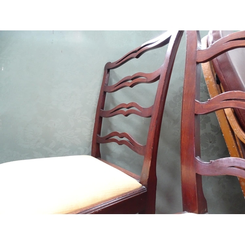 27 - Two 19thC mahogany ladder back chairs. Approx. 36 1/2