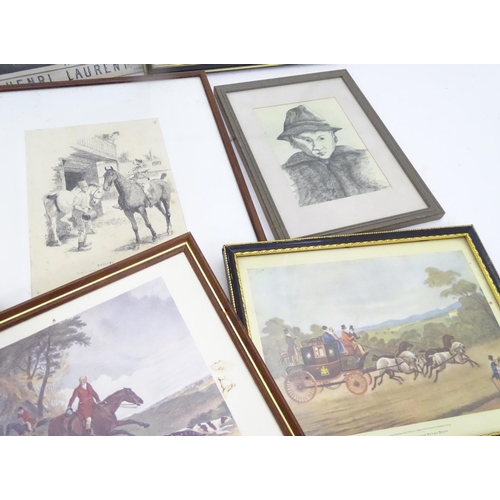 186 - A quantity of assorted prints to include coaching scenes, cartoon etc.