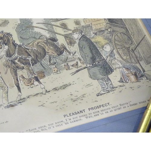 186 - A quantity of assorted prints to include coaching scenes, cartoon etc.
