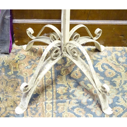 200 - A vintage wrought iron white painted standard lamp. Approx. 61 1/4