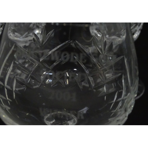 218 - A quantity of crystal wine glasses, a decanter etc.