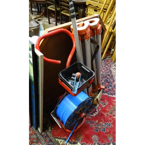 221 - Surveyor's equipment, to include tripods, a trolley, etc.