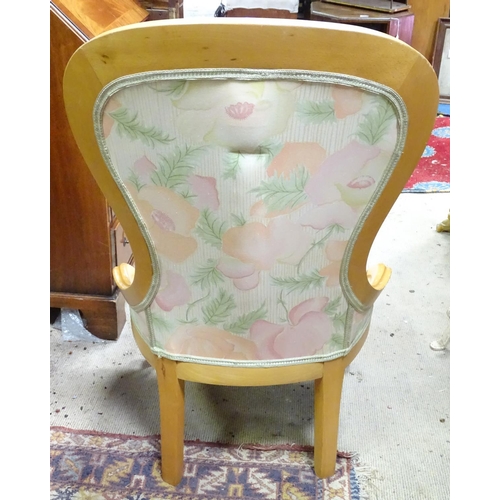 234 - A spoon back chair with button upholstery. Approx. 38 1/2
