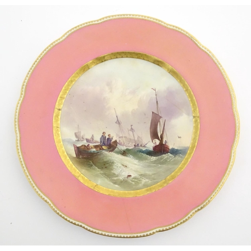 91 - A pair of early 20thC Copeland marine dessert plates, one with a view of Margate, with ships and a l... 