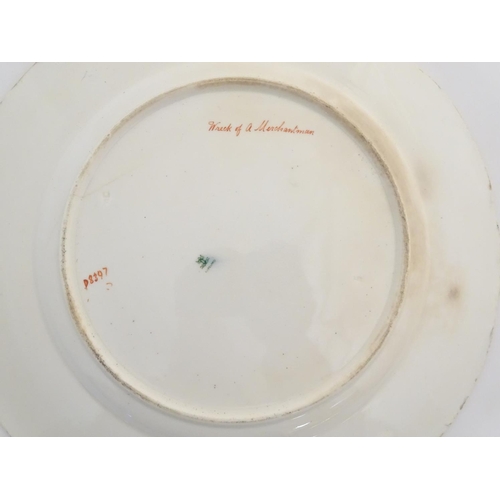 91 - A pair of early 20thC Copeland marine dessert plates, one with a view of Margate, with ships and a l... 