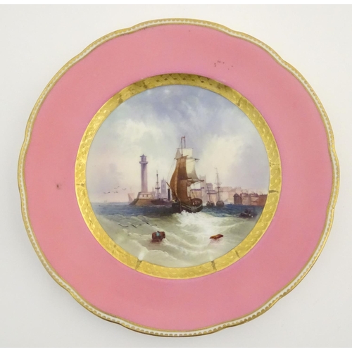 91 - A pair of early 20thC Copeland marine dessert plates, one with a view of Margate, with ships and a l... 