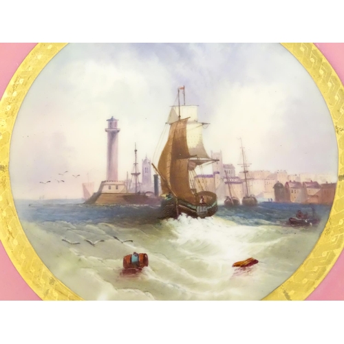 91 - A pair of early 20thC Copeland marine dessert plates, one with a view of Margate, with ships and a l... 