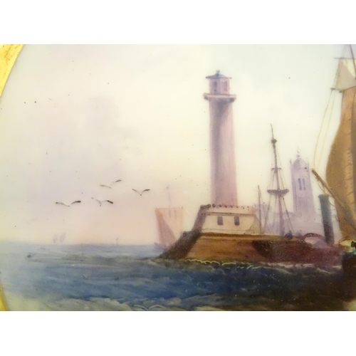 91 - A pair of early 20thC Copeland marine dessert plates, one with a view of Margate, with ships and a l... 