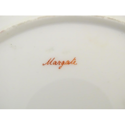 91 - A pair of early 20thC Copeland marine dessert plates, one with a view of Margate, with ships and a l... 