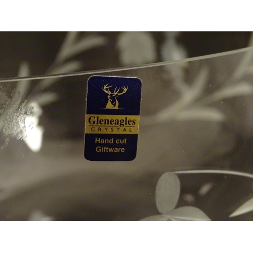 170 - A boxed Gleneagles Crystal 'Springtime Ambiente' glass bowl, with etched floral decoration, 9