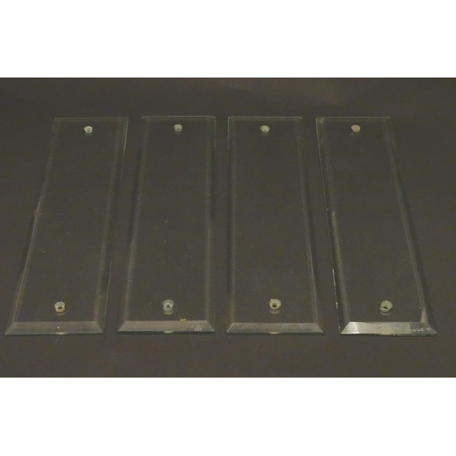 171 - A set of four early 20thC glass door finger plates, with bevelled edges, each 11