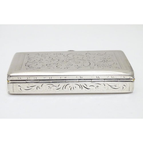 195 - A Continental silver snuff box with engraved decoration and glided interior marked with Austrian / H... 