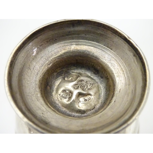 304 - A silver pepperette / caster hallmarked London 1745 maker Samuel Wood. Approx 5