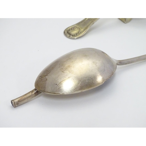 325 - An unusual Swedish silver spoon with wedge section to bowl 6 1/4