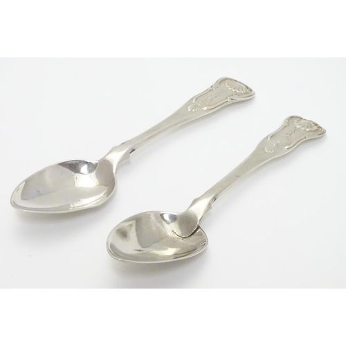 326 - Two Scottish silver teaspoons by Robert Naughton, one hallmarked Edinburgh 1820, the other with prov... 