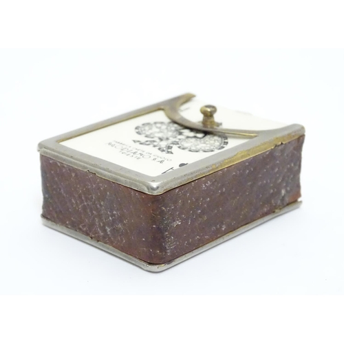 375 - A miniature deck of playing cards contained within a silver plate and leather case. Approx 1 3/4