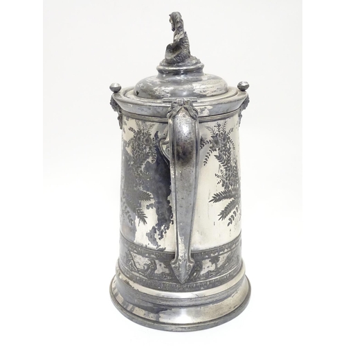 432 - A large American silver plate lidded jug by Reed & Barton 14