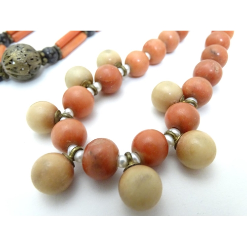 485 - Five assorted coral bead necklaces