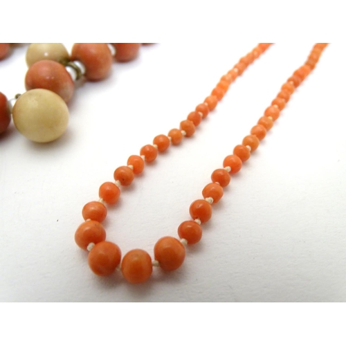 485 - Five assorted coral bead necklaces