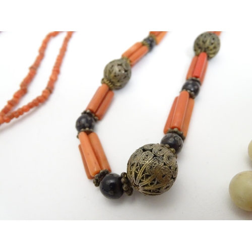 485 - Five assorted coral bead necklaces