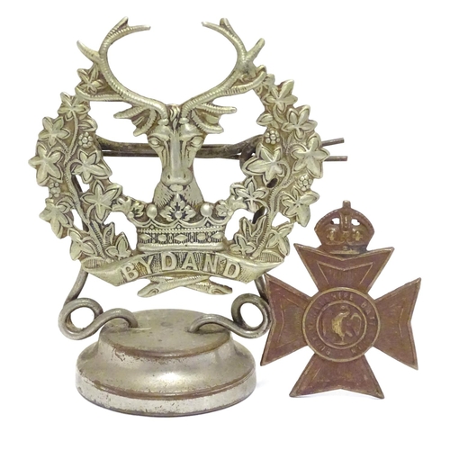 568 - Militaria : an early to mid 20thC Gordon Highlanders regiment (1881-1994) glengarry cap badge, affix... 