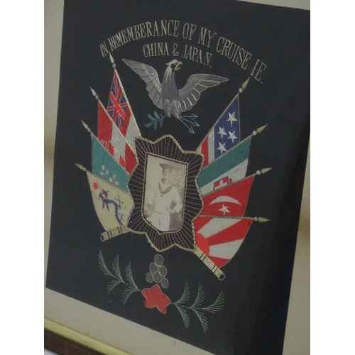 571 - Militaria : a c1900 US Navy framed memento, entitled 'In Remembrance of my Cruise ie. China & Japan.... 