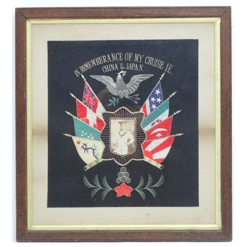 571 - Militaria : a c1900 US Navy framed memento, entitled 'In Remembrance of my Cruise ie. China & Japan.... 