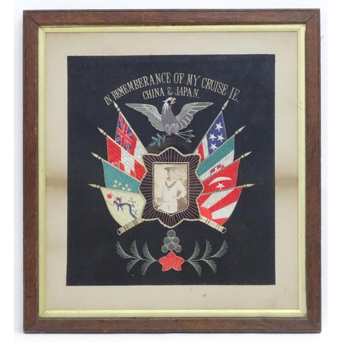 571 - Militaria : a c1900 US Navy framed memento, entitled 'In Remembrance of my Cruise ie. China & Japan.... 