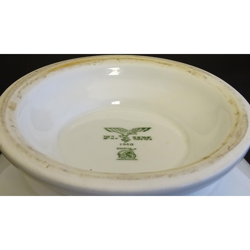 576 - Militaria, WWII/Second World War/WW2 : 
a large white porcelain soup tureen, the base marked with Lu... 