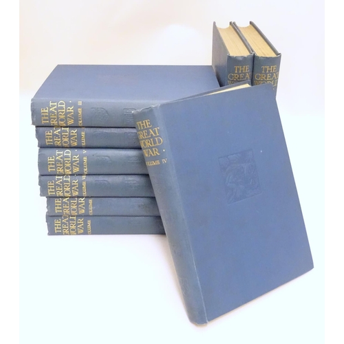 605 - Books : The Great World War (ed. Frank Mumby, Gresham Publishing Co., c1916), in nine volumes, illus... 