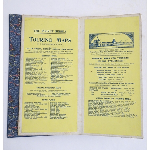 622 - Maps: Two early 20thC Bartholomew’s maps, New Reduced Survey for Tourists and Cyclists, mounted on c... 