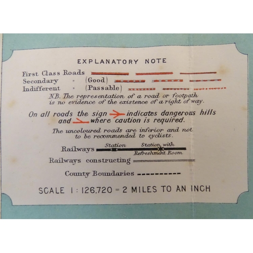 622 - Maps: Two early 20thC Bartholomew’s maps, New Reduced Survey for Tourists and Cyclists, mounted on c... 