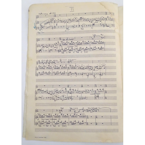 653 - A mid 20thC music score, Three Japanese Songs, (Mezzo-Soprano & Pianoforte) by Colin Evans, signed a... 