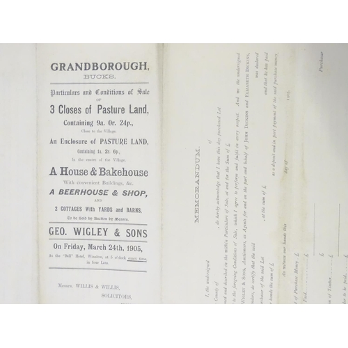 665 - Buckinghamshire local interest : an early 20thC auction brochure, Grandborough (Granborough), 3 free... 